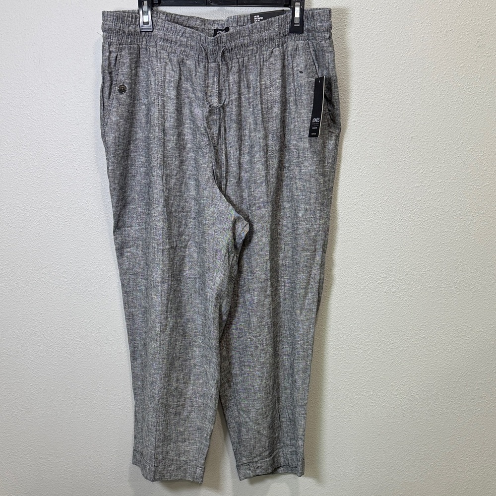 Jones New York linen blend Heather Gray wide‎ leg Pants